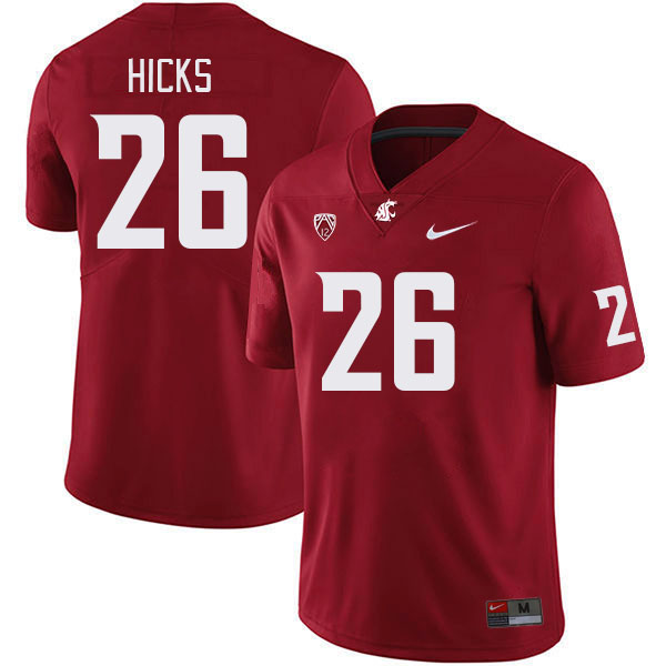 Men #26 Davon Hicks Washington State Cougars College Football Jerseys Stitched Sale-Crimson